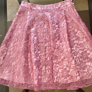 Milly Pink Floral Lace A-Line Skirt